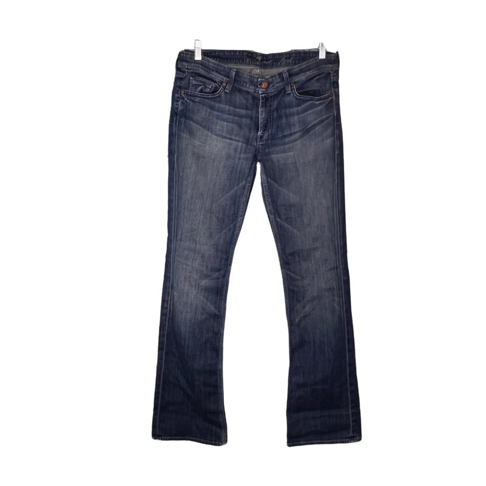7 for all Mankind womens 31 Flynt stretch blue zip fly bootcut medium wash